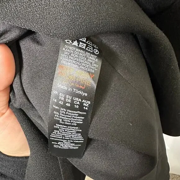 Karen Millen US 10/UK 14 Black Structured Crepe Pencil Midi Dress Career - Picture 11 of 11